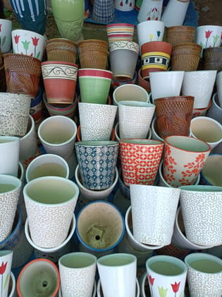 Buy 5 Inch Designer Ceramic Pot (any colour & design) Online | Urvann.com