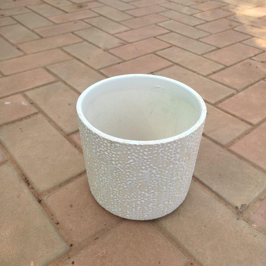 8 Inch White Classy Glass Designer Ceramic Pot