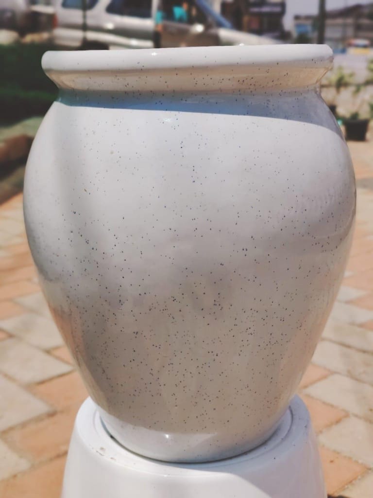 14 Inch White Classy Long Handi Ceramic Pot,Pots:Ceramic Planters:Royal Ceramic Pots