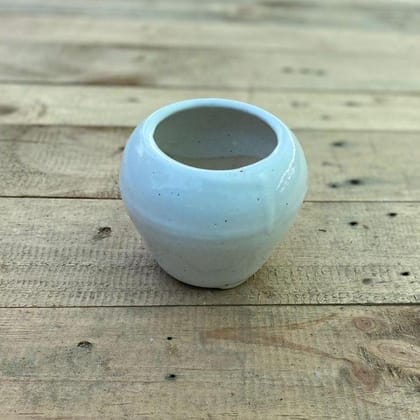 Buy 4 Inch White Classy Ceramic Apple Pot Online | Urvann.com