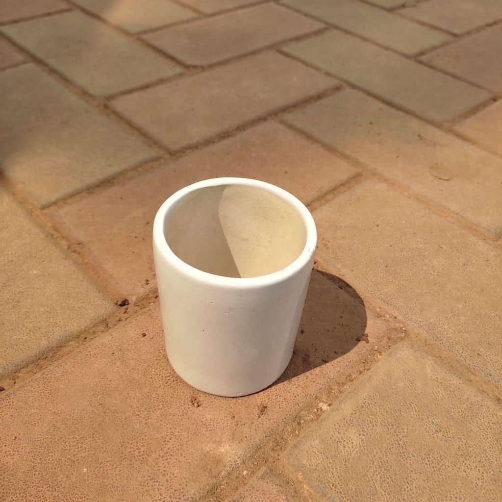 3 Inch White Classy Cylindrical Ceramic Pot