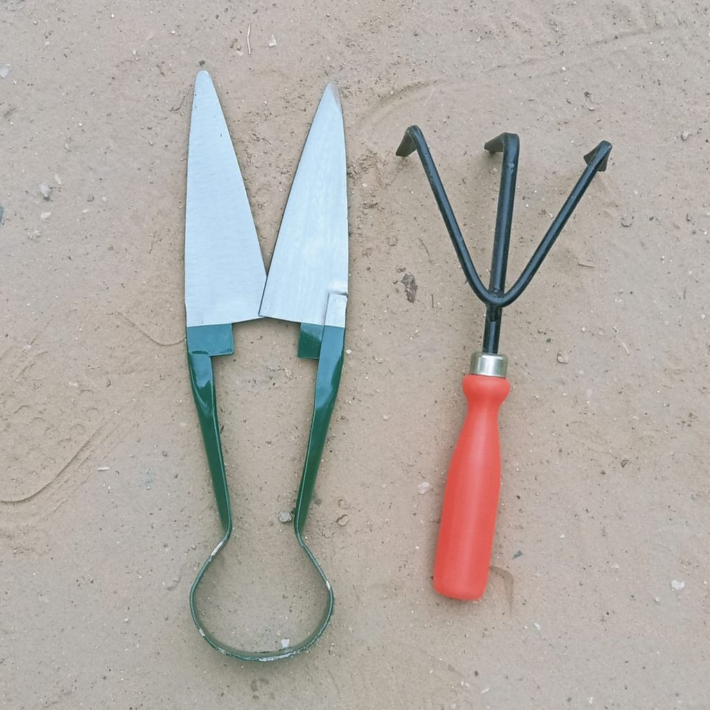 Set of 3 - Gardening Tools (Cutter & Hand Cultivator with Plastic Handle - 12 Inch)