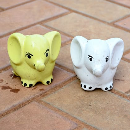 Buy Set of 2 - 3 Inch Cute Elephant Designer Ceramic Pot (any colour) Online | Urvann.com