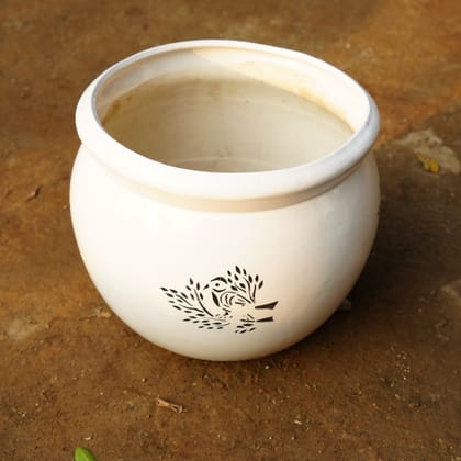 Buy 5 Inch Classy White Matki Designer Ceramic Pot (any design) Online | Urvann.com