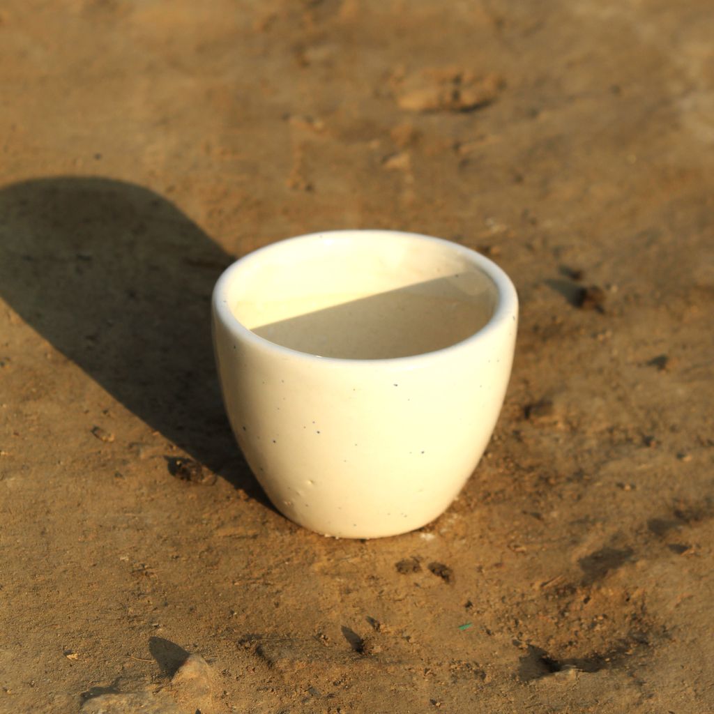 3 Inch White Ashwani Cup Ceramic Pot,Pots:Ceramic Planters:Royal Ceramic Pots