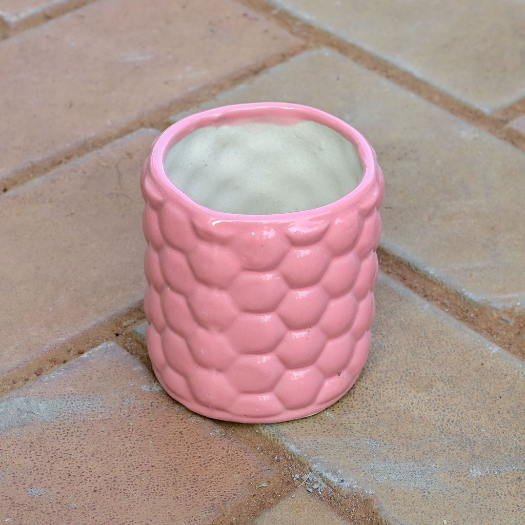 3 Inch Designer Cylindrical Ceramic Pot (any colour)