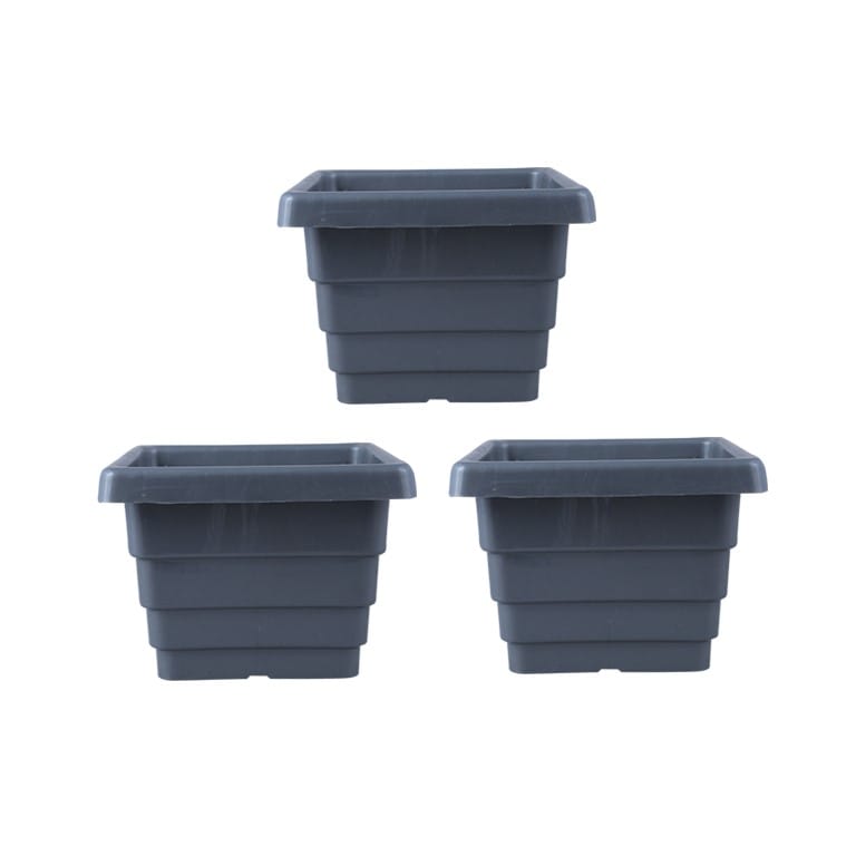 Set of 03 - 4 Inch Grey Premium Orchid Square Plastic Pot