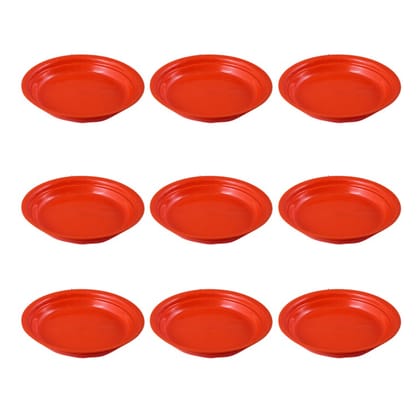 Buy Set of 09 - 6.5 Inch Terracotta Red Premium Round Trays - To keep under the Pots Online | Urvann.com