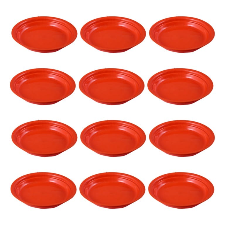 Set of 12 - 6.5 Inch Terracotta Red Premium Round Trays - To keep under the Pots