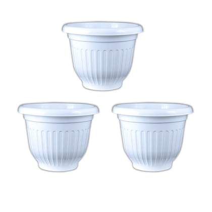 Buy Set of 03 - 8 Inch White Premium Olive Plastic Pot Online | Urvann.com