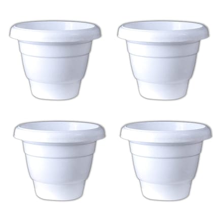 Buy Set of 04 - 16 Inch White Classy Plastic Pot Online | Urvann.com