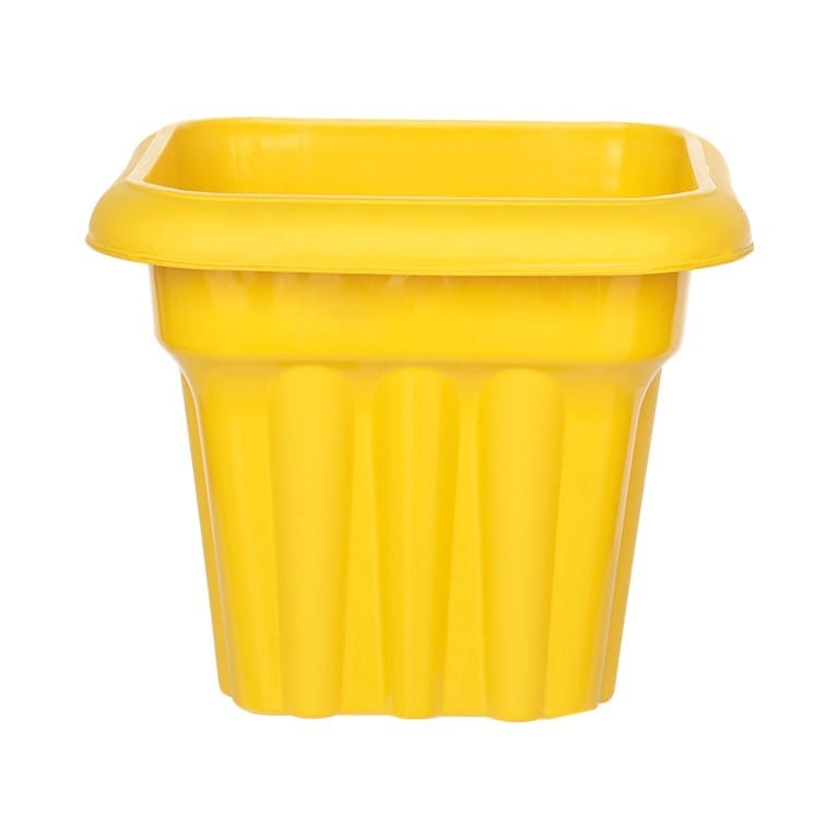 8 Inch Yellow Heavy Square Plastic Pot