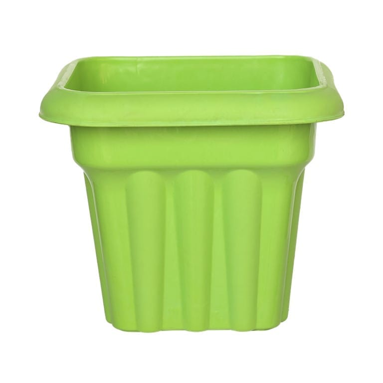 8 Inch Green Heavy Square Plastic Pot