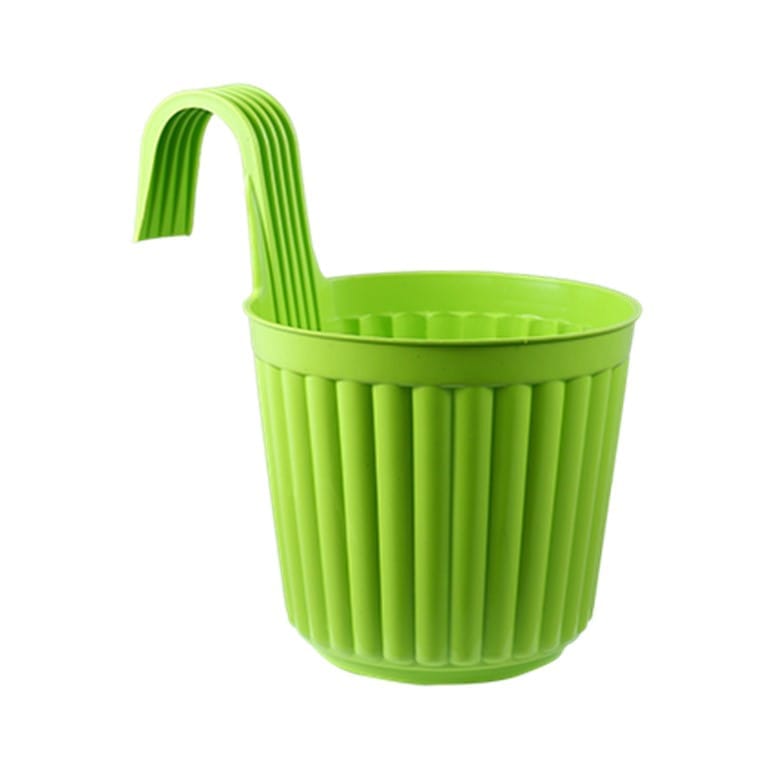 7 Inch Green Railing Single Hook Hanging Plastic Pot