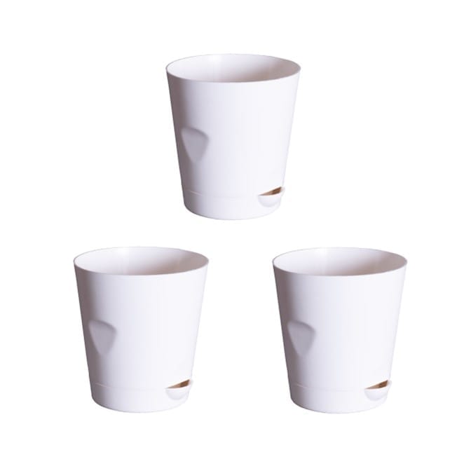 Set of 3 - 4 Inch White Florence Self Watering Pot