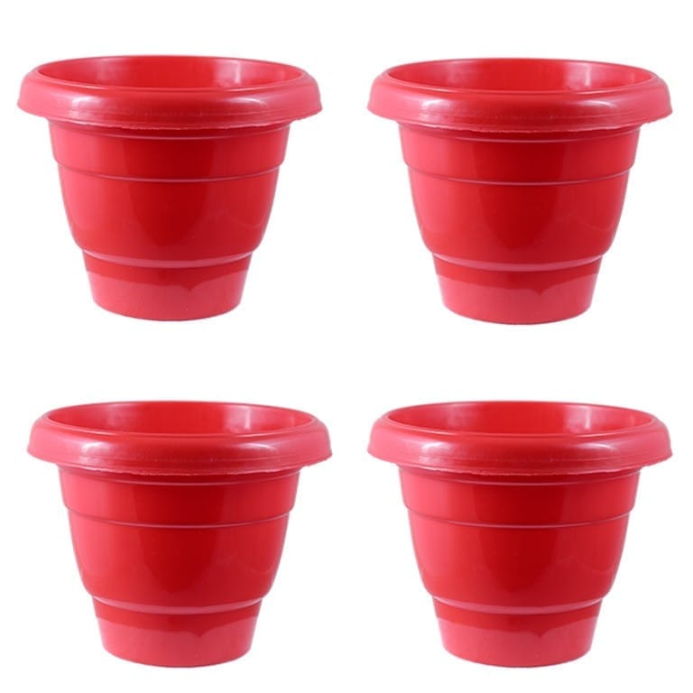 Set of 04 - 12 Inch Terracotta Red Classy Plastic Pot