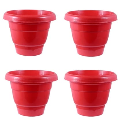 Buy Set of 04 - 12 Inch Terracotta Red Classy Plastic Pot Online | Urvann.com