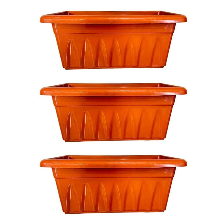 Set of 03 - 20 Inch Terracotta Red Premium Supreme Window Plastic Planter