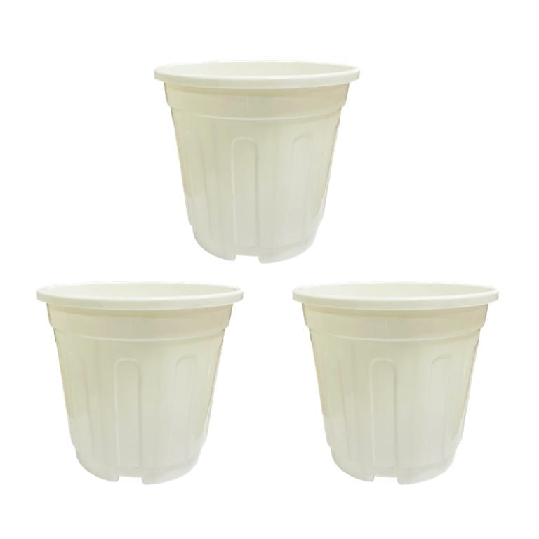 Set of 03 - 12 Inch White Super Nursery Pot