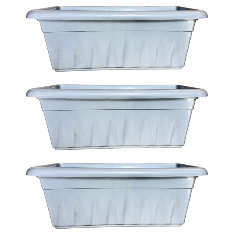 Set of 03 - 17 Inch Grey Premium Supreme Window Plastic Planter