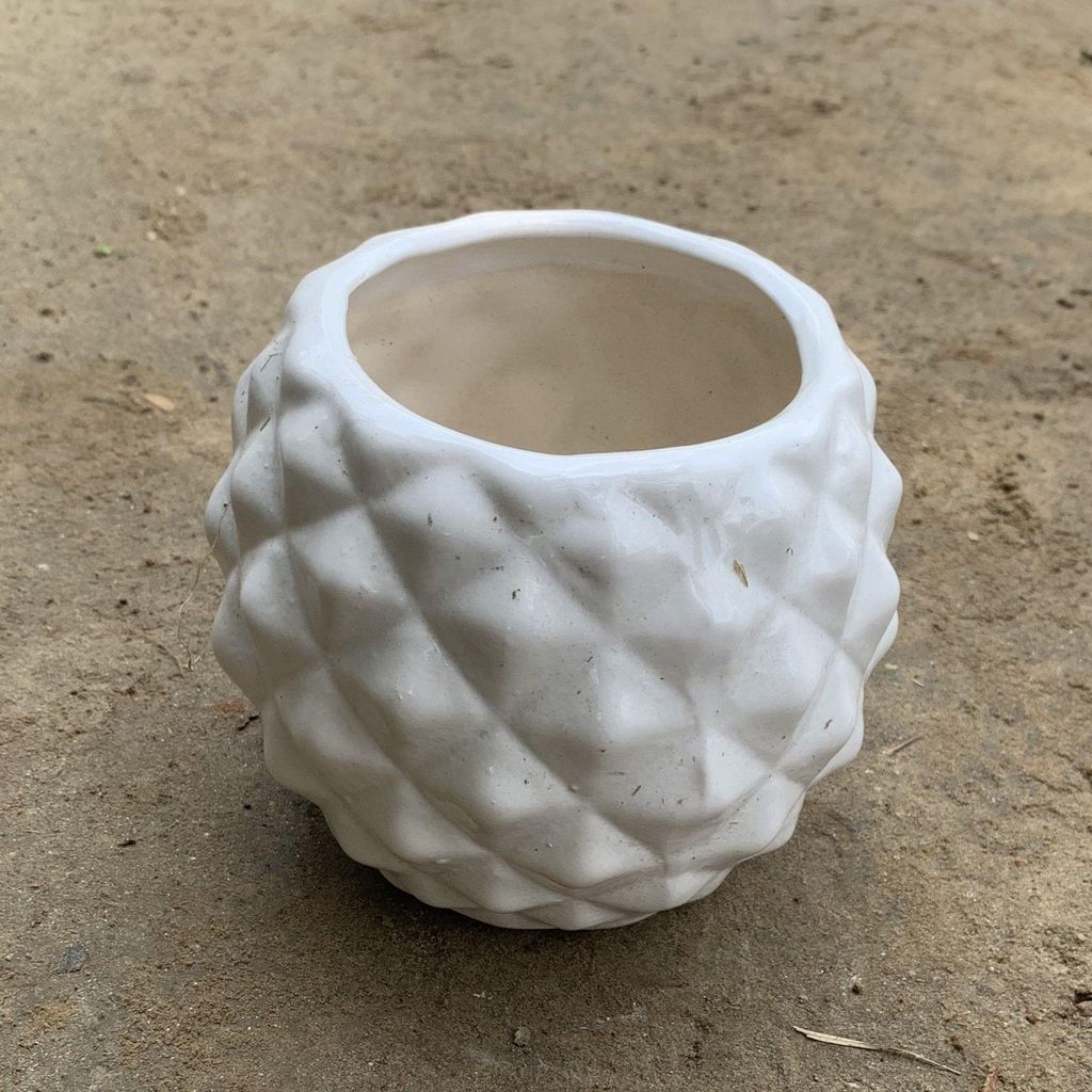 4*5 Inch White Diamond Designer Ceramic Pot any color