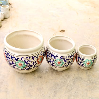 Buy Set of 3 - (7,9 & 11 ) Inch Classy Matki Designer Ceramic Pot (any colour & Design) Online | Urvann.com