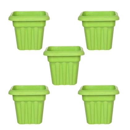 Buy Set of 05 - 10 Inch Green Heavy Square Plastic Pot Online | Urvann.com