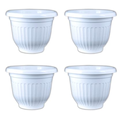 Buy Set of 04 - 12 Inch White Olive Plastic Pot Online | Urvann.com