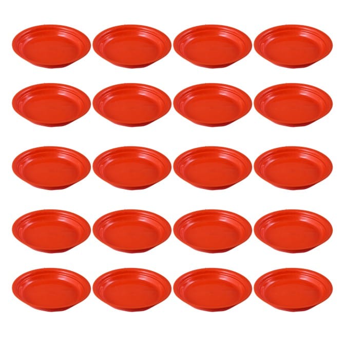 Set of 20 - 6.5 Inch Terracotta Red Premium Round Trays - To keep under the Pots