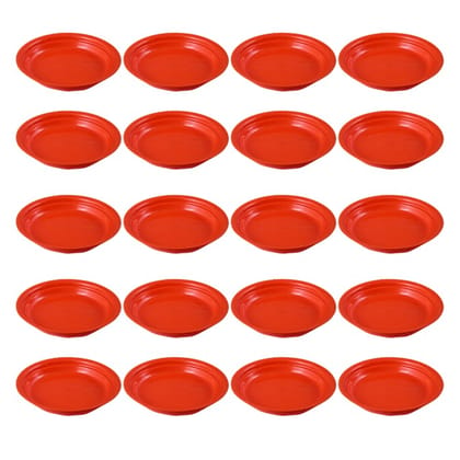 Buy Set of 20 - 6.5 Inch Terracotta Red Premium Round Trays - To keep under the Pots Online | Urvann.com