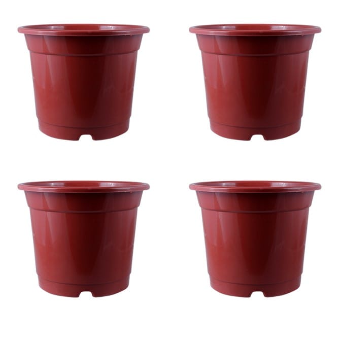 Set of 04 - 10 Inch Red Nursery Pot