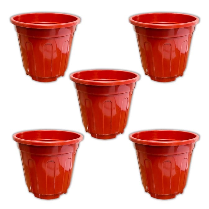 Set of 05 - 6 Inch Red Super Nursery Pot