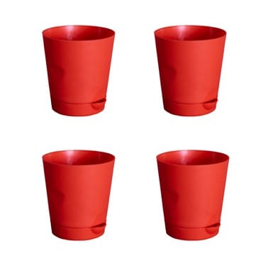 Buy Set of 04 - 4 Inch Red Florence Self Watering Pot Online | Urvann.com