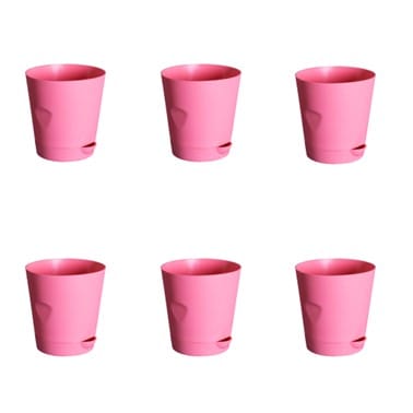 Set of 06 - 4 Inch Pink Florence Self Watering Pot