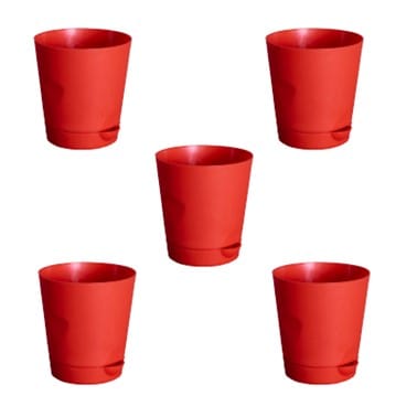 Buy Set of 05 - 4 Inch Red Florence Self Watering Pot Online | Urvann.com