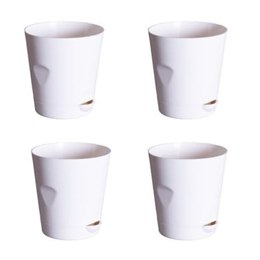 Set of 04 - 4 Inch White Florence Self Watering Pot