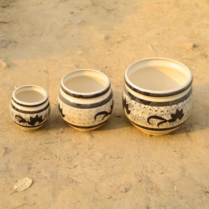 Buy Set of 3 - (7, 9 & 12 Inch) Handi Designer Ceramic Pot (any colour)  Online | Urvann.com