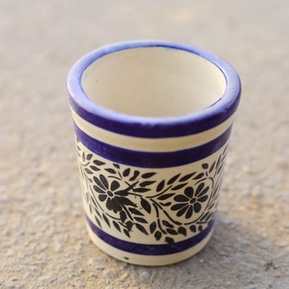 Buy 4 Inch Blue Cylindrical Designer Ceramic Pot (any design) Online | Urvann.com