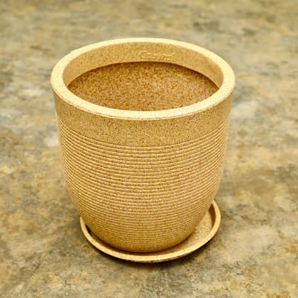 Buy 12 Inch Beige Cup Designer Polymer Pot With Tray Online | Urvann.com