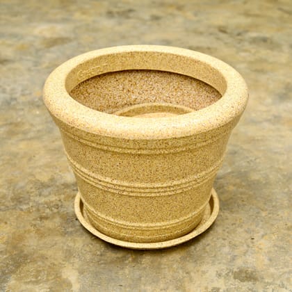Buy 14 Inch Beige Pot Designer Polymer Pot With Tray Online | Urvann.com