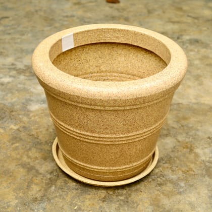 Buy 14 Inch Beige Pot Designer Polymer Pot With Tray Online | Urvann.com