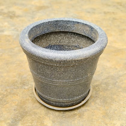 Buy 14 Inch Grey Pot Designer Polymer Pot With Tray Online | Urvann.com