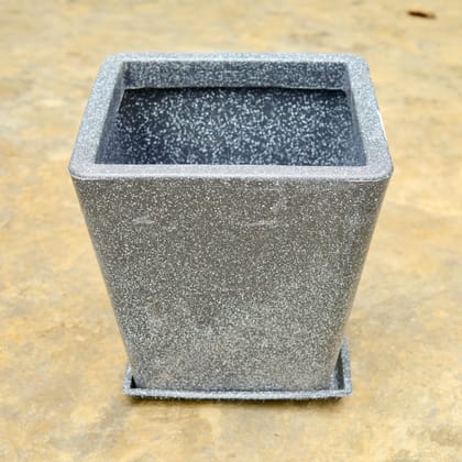 Buy 14 Inch Grey Square Designer Polymer Pot With Tray Online | Urvann.com