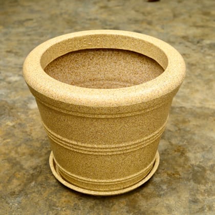 Buy 18 Inch Beige Pot Designer Polymer Pot With Tray Online | Urvann.com