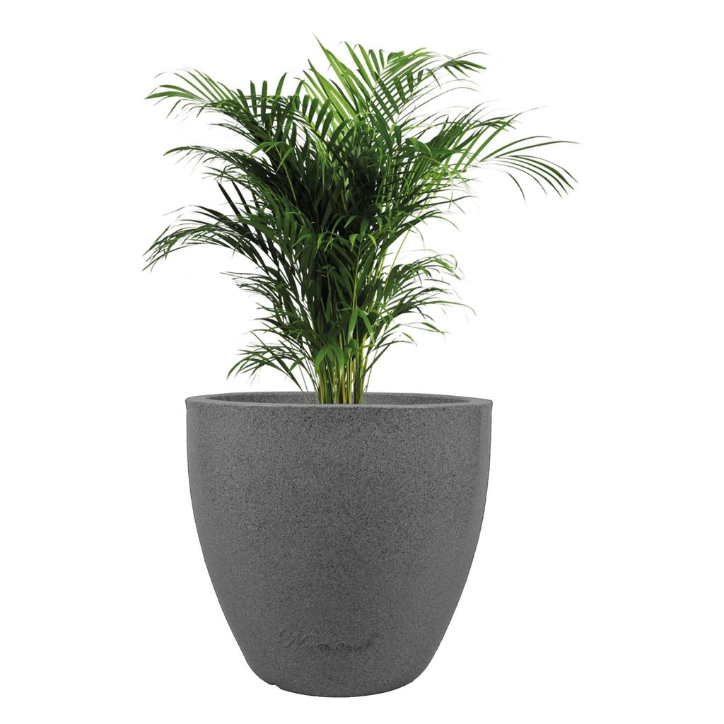 10 X 10 Inch Grey Premium Convessa Fiberglass Planter - Durable large size decoratiive fiber pot for indoor outdoor plants with 5 year warranty