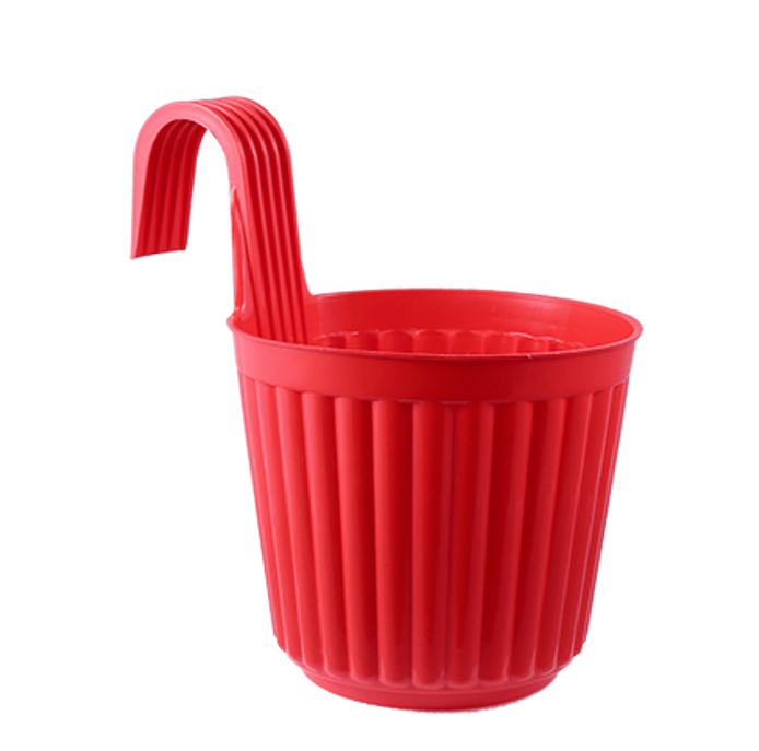 7 Inch Red Railing Single Hook Hanging Plastic Pot