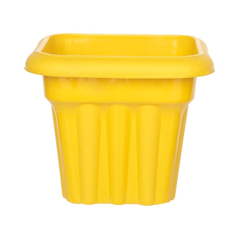 10 Inch Yellow Heavy Square Plastic Pot