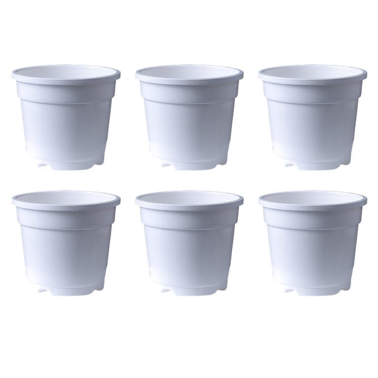 Set of 06 - 4 Inch White Nursery Pot