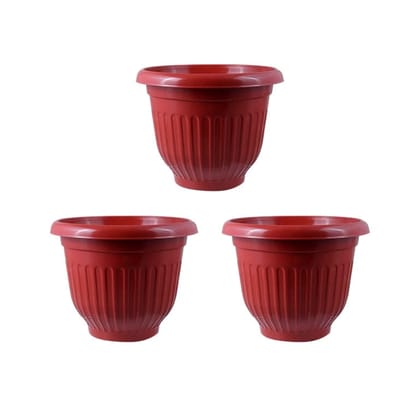 Buy Set of 03 - 10 Inch Terracotta Red Premium Olive Plastic Pot Online | Urvann.com