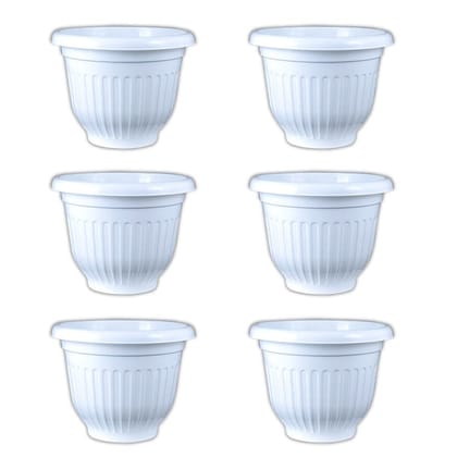 Buy Set of 06 - 8 Inch White Premium Olive Plastic Pot Online | Urvann.com